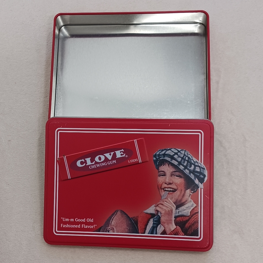 Collectable Red Metal Tin Box from Clove Chewing Gum Vintage